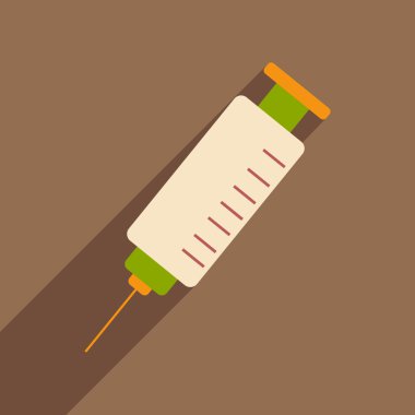 düz gölge simgesi ve mobil uygulama şırınga ile