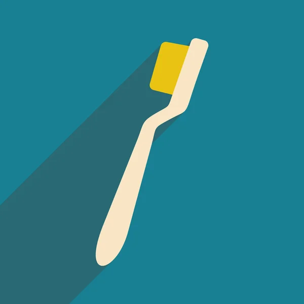Platta med skugga ikonen och mobil applikation borsta tänder — Stock vektor