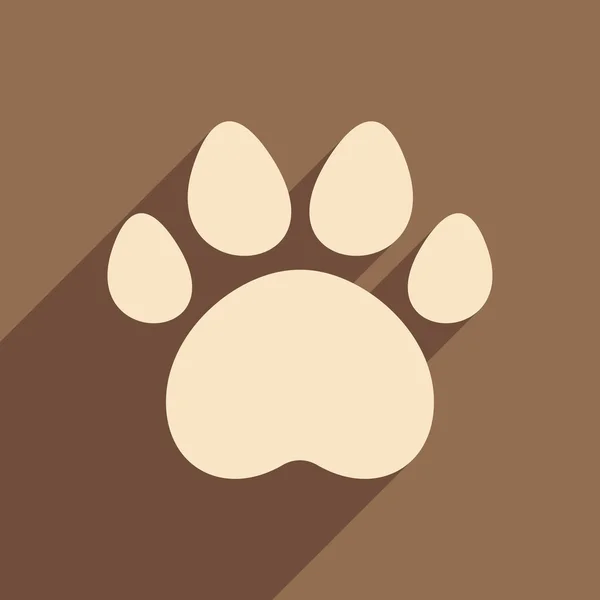 Plano com ícone de sombra e vestígios de aplicativos móveis de animais — Vetor de Stock