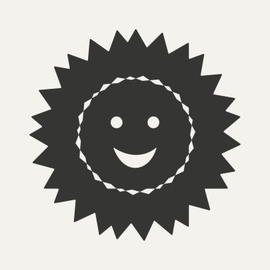 Düz siyah ve beyaz mobil uygulama güneş gülümseme