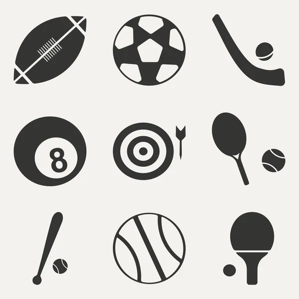 Flat in black and white concept mobile application sports icons — Stock Vector