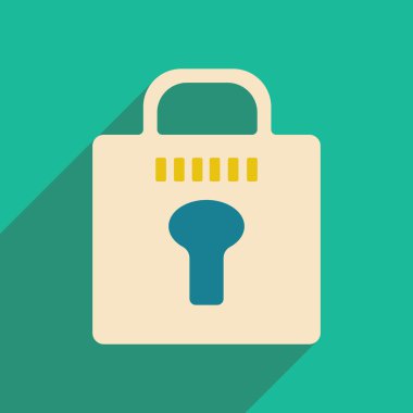 Düz gölge simgesi ve mobil applacation kilitleme ile