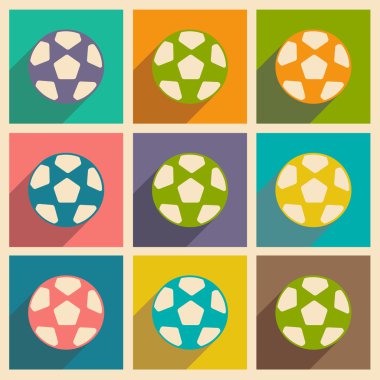 Düz gölge simgesi ve mobil applacation futbol