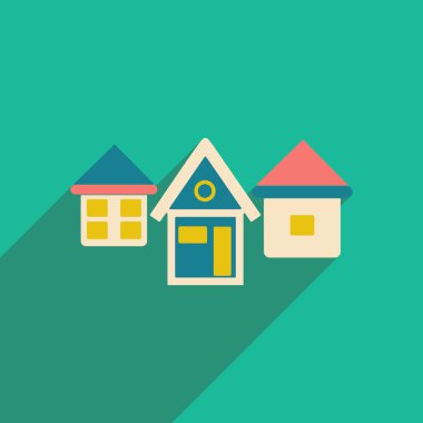 Düz gölge simgesi ve mobil applacation evleri ile