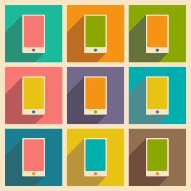 Düz gölge simgesi ve mobil applacation cep telefonu ile
