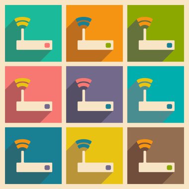 Düz gölge simgesi ve mobil applacation wifi yönlendirici ile