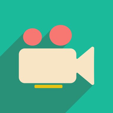 Düz gölge simgesi ve mobil applacation video kamera ile