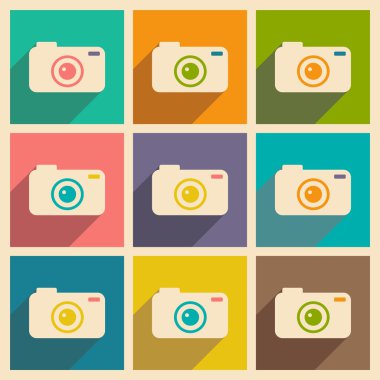 Düz gölge simgesi ve mobil applacation kamera ile