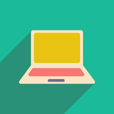 Düz gölge simgesi ve mobil applacation dizüstü bilgisayar ile