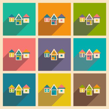 Düz gölge simgesi ve mobil applacation evleri ile