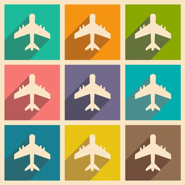 Plochá s ikonou stín a mobilních applacation letadlo — Stockový vektor