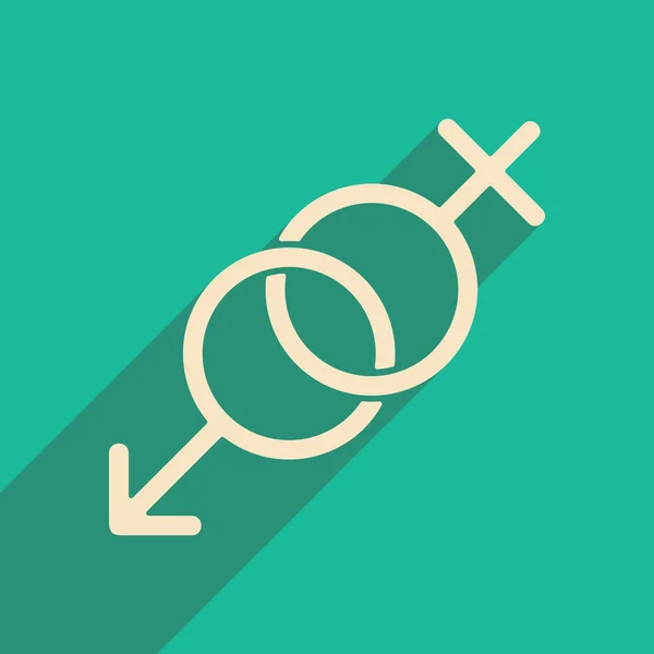 Plano com ícone de sombra e ícone de applacação móvel sexo — Vetor de Stock
