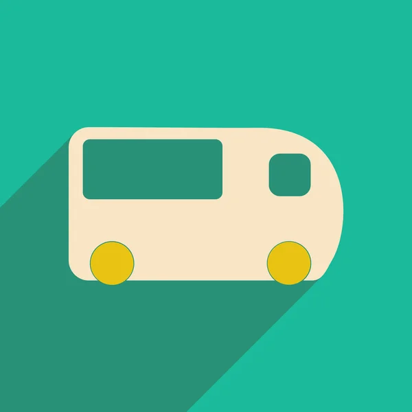 Plano com ícone de sombra e ônibus de applacação móvel —  Vetores de Stock