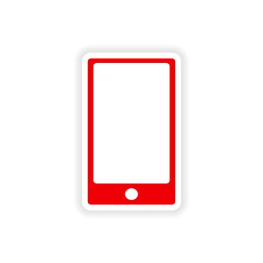 Kağıt telefon Touch simgesi etiket gerçekçi tasarım