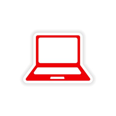 Kağıt dizüstü bilgisayarda simgesi etiket gerçekçi tasarım