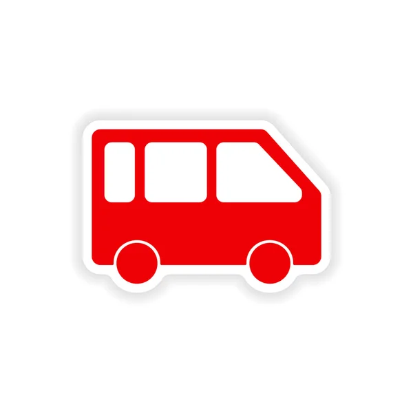 Ikon klistermärke realistisk design på papper minibuss — Stock vektor