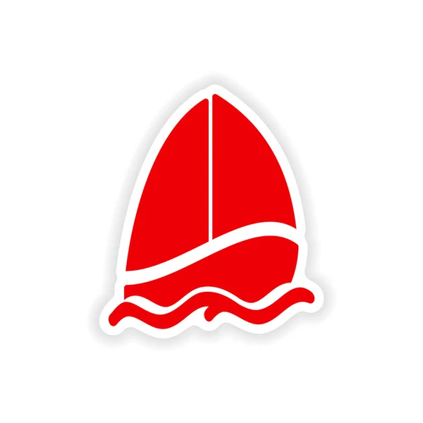 Symbol Aufkleber realistisches Design auf Papier Segelboot — Stockvektor