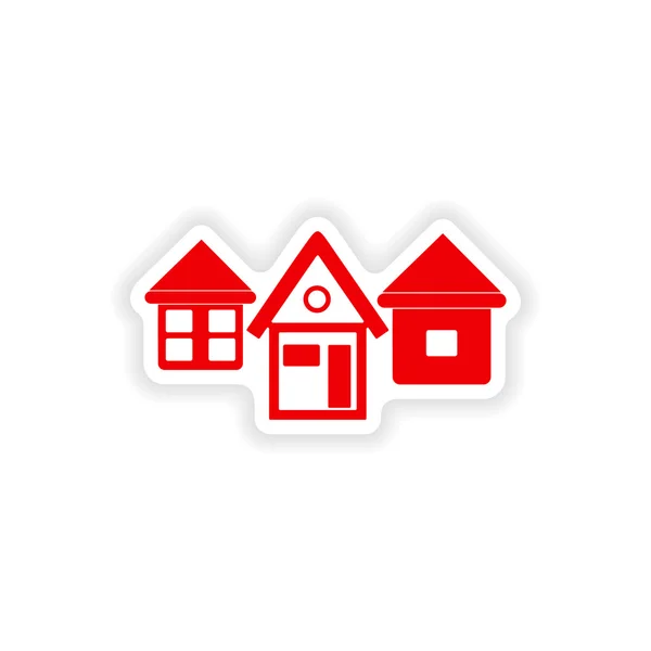 Icon sticker realistic design on paper houses — Stock Vector