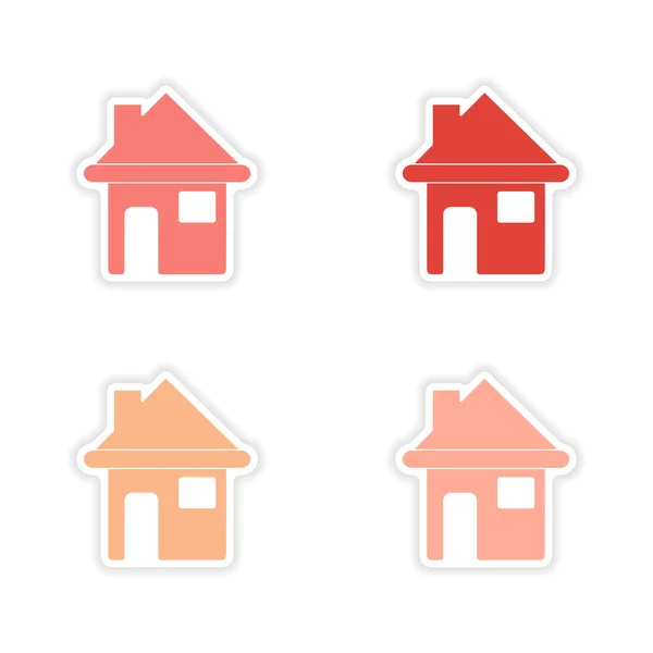 Assembly realistic sticker design on paper houses — Stock Vector