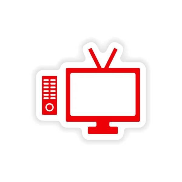 Pictogram sticker realistische ontwerp op papier tv — Stockvector