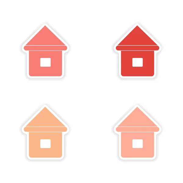 Assembly realistic sticker design on paper houses — Stock Vector