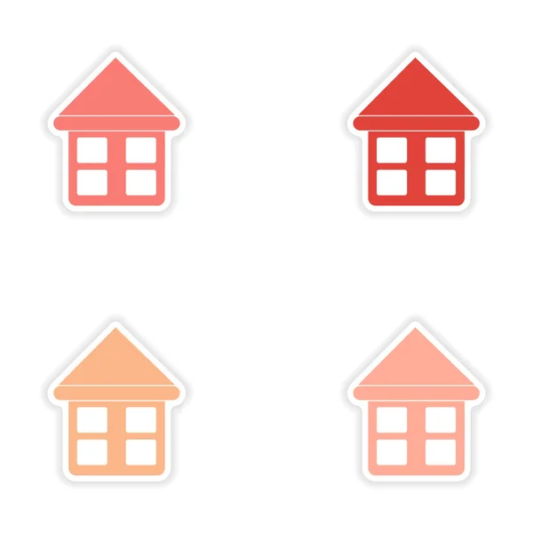 Assembly realistic sticker design on paper houses — Stock Vector