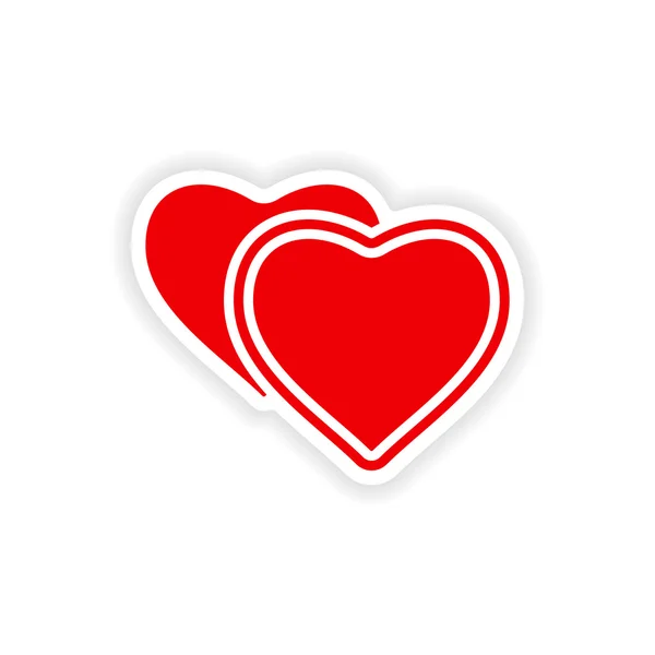 Icon sticker realistic design on paper heart — Stock Vector