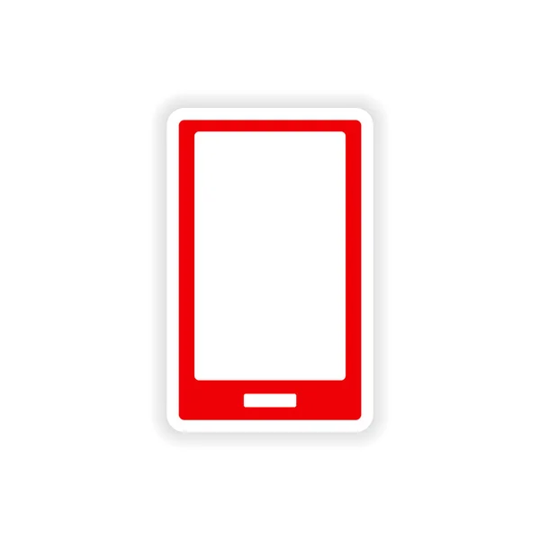 Icône autocollant design réaliste sur papier téléphone portable — Image vectorielle