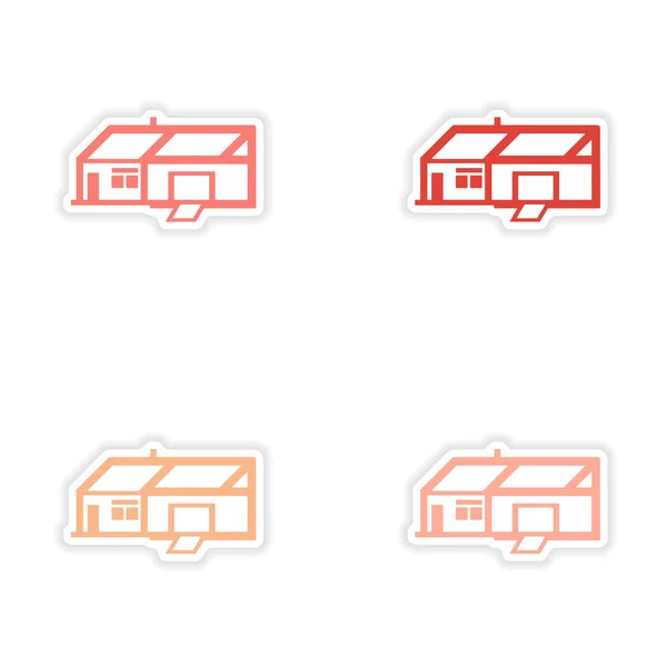 Assembly realistic sticker design on paper houses — Stock Vector