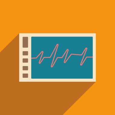 Düz gölge simgesi ve mobil applacation monitör kardiyogram ile