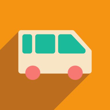 Düz gölge simgesi ve mobil applacation otobüs ile