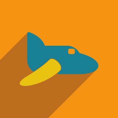 Düz gölge simgesi ve mobil applacation uçak ile