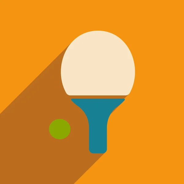 Piso con icono de sombra y applacation móvil ping pong — Vector de stock