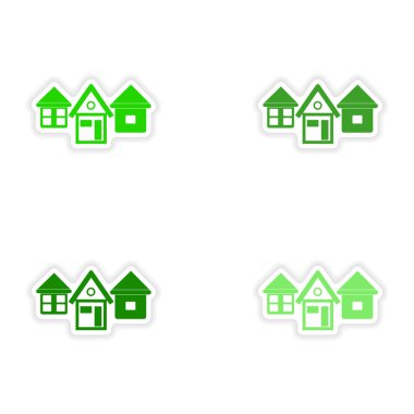 derleme gerçekçi etiket tasarım üzerinde kağıt evler