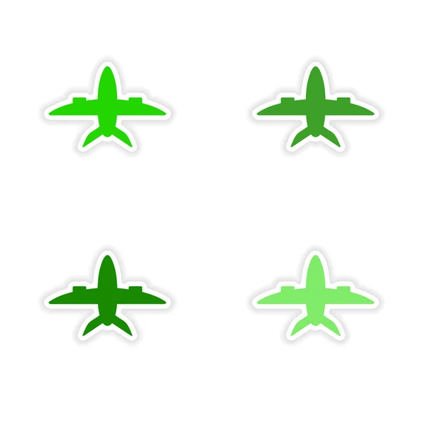 Församlingen realistiska klistermärke design på papper flygplan — Stock vektor