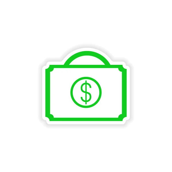 Icon sticker realistic design on paper case money — Stock Vector