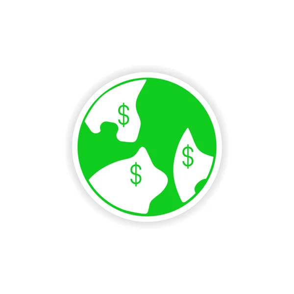 Adesivo icona disegno realistico su carta indicizzazione valuta — Vettoriale Stock