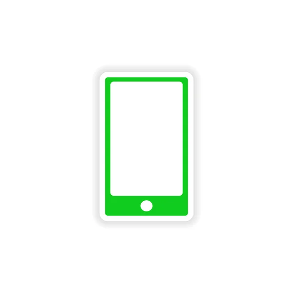 Icône autocollant design réaliste sur papier téléphone tactile — Image vectorielle