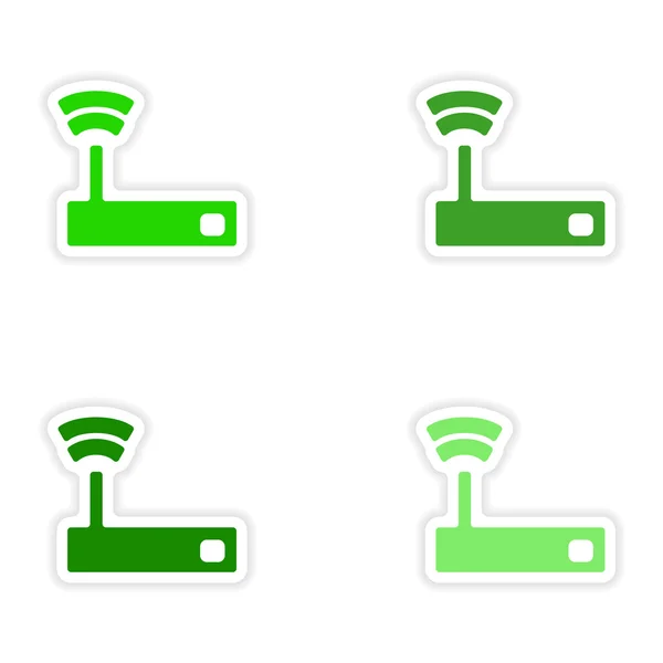 Montaje diseño de pegatina realista en wifi de papel — Archivo Imágenes Vectoriales