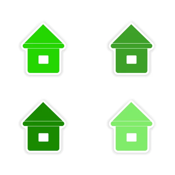 Assembly realistic sticker design on paper houses — Stock Vector