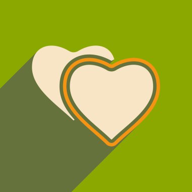 Düz gölge simgesi ve mobil applacation kalpleri ile