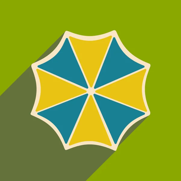 Plat avec icône d'ombre et parasol mobile applacation — Image vectorielle