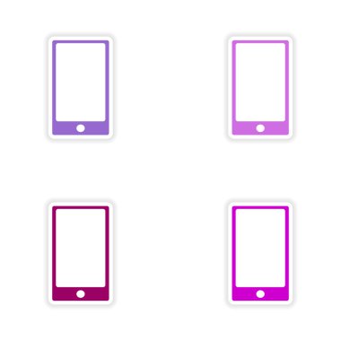 derleme gerçekçi etiket tasarım kağıt üzerinde dokunmatik telefon