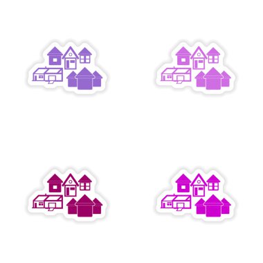 derleme gerçekçi etiket tasarım üzerinde kağıt evler