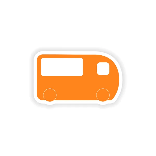 Icône autocollant design réaliste sur bus en papier — Image vectorielle