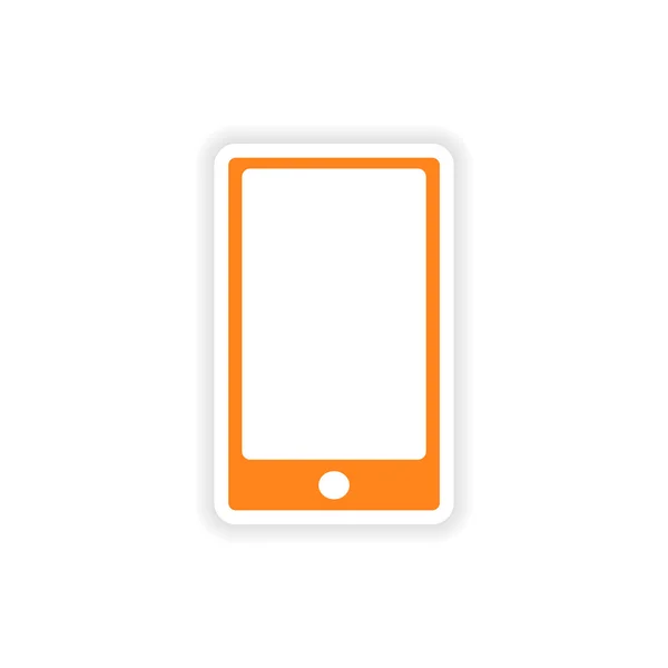 Kağıt telefon Touch simgesi etiket gerçekçi tasarım — Stok Vektör