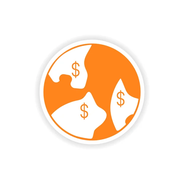 Adesivo icona disegno realistico su carta indicizzazione valuta — Vettoriale Stock