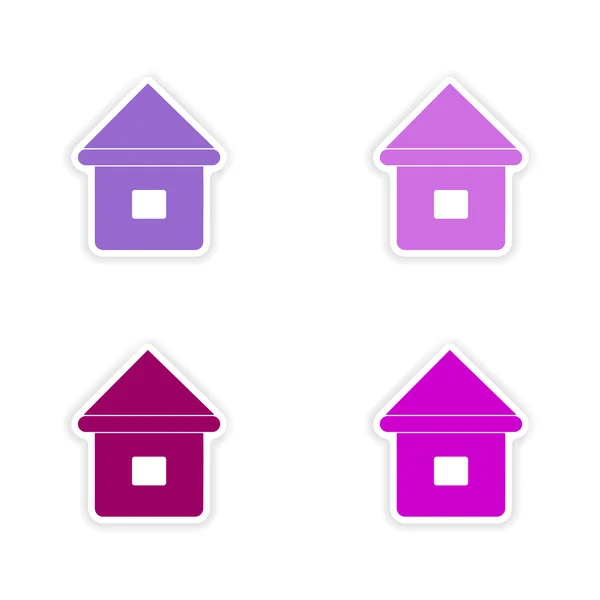 Assembly realistic sticker design on paper houses — Stock Vector