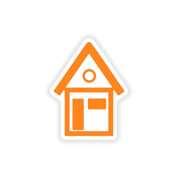 Icon matrica reális tervezés a papír ház — Stock Vector