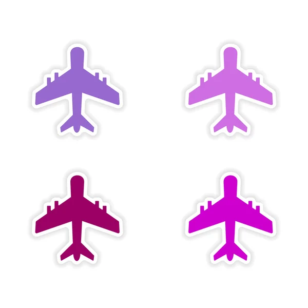 종이 비행기에 어셈블리 현실적인 스티커 디자인 — 스톡 벡터